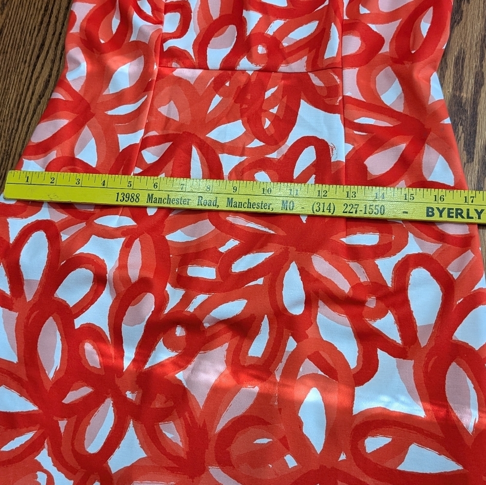 Trina Turk Sleeveless Shift Dress – Size 8 – Vibrant Red/Coral Floral Loop Print - Picture 5 of 11